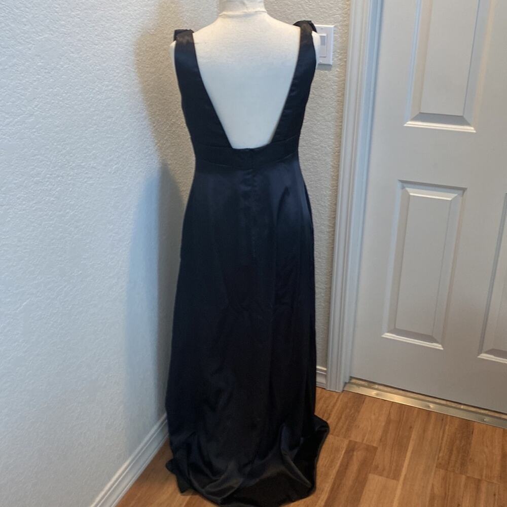 Belsoie Black Satin Maxi Bridesmaid Dress EUC Sz 14 Sleeveless Polyester - Picture 5 of 14